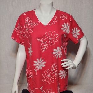 Cherry Vanilla Scrub Top Womans Pinky-red Medium Medical Nursing Scrubs